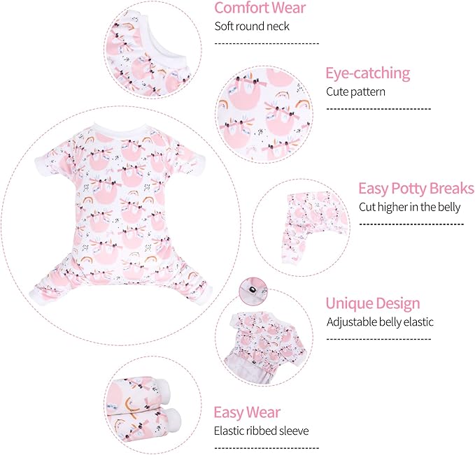 CuteBone Sloth Soft Puppy Pajamas Cute Dog Pjs Fall Jumpsuit Pet Clothes Apparel P263S