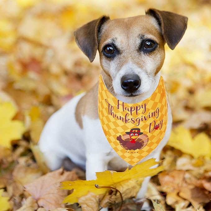 ADOGGYGO Thanksgiving Dog Bandana Fall Autumn Pet Bandana Reversible Triangle Bibs Scarf Accessories for Small Dogs Pets (Small, Thanksgiving)