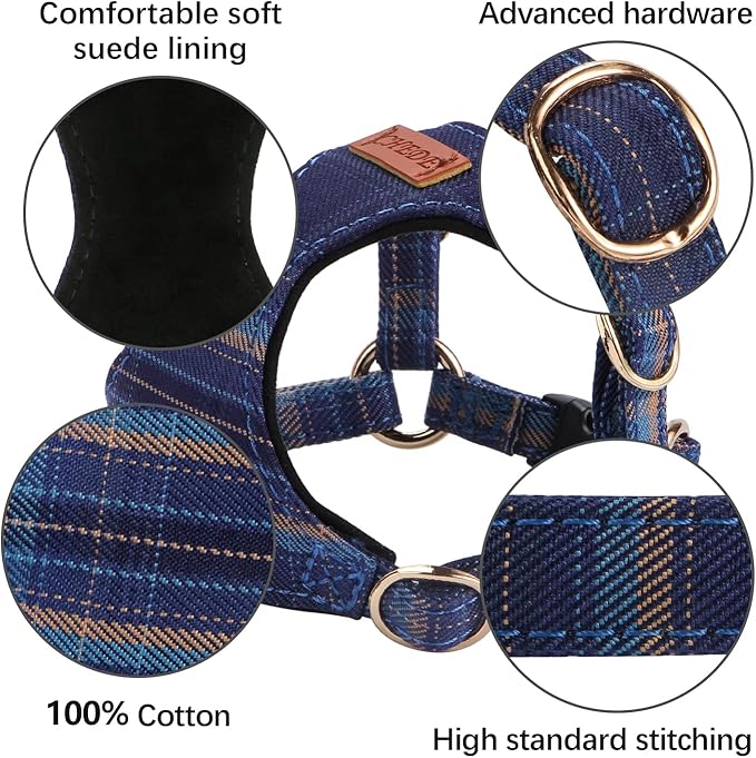 CHEDE No Pull Plain Pattern Dog Harness- Lightweight and Soft Dog Harness, Adjustable Small Dog Harness and Leash Set, with Dog Leash, Suitable for Puppy Small and Medium-Sized Dog