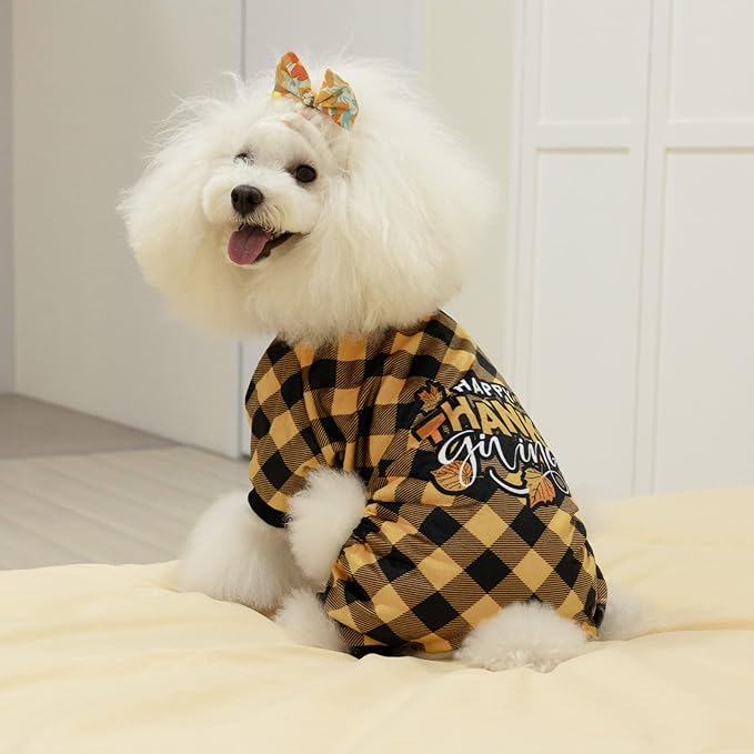 CuteBone Thanksgiving Dog Pajamas Costumes Pet Clothes Cat Apparel Shirt Winter Holiday Cute Pjs Outfits for Doggie Onesies P261M