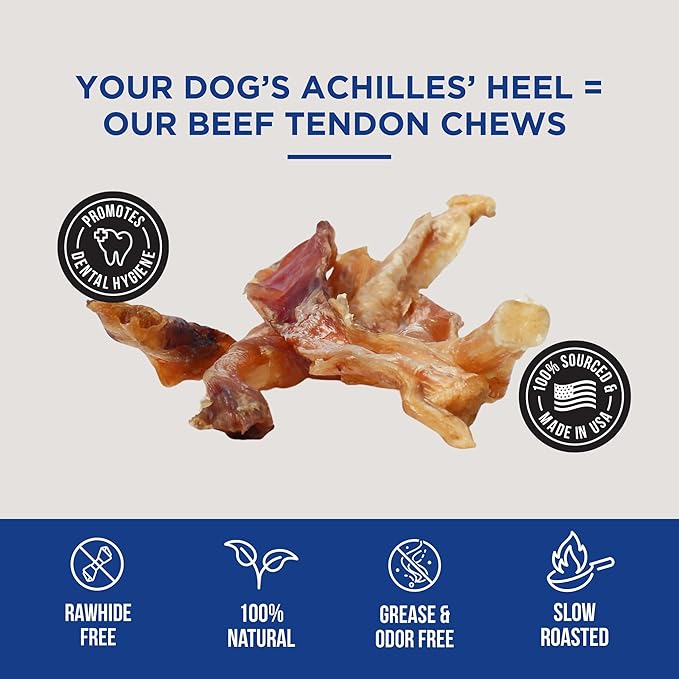 Natural Rapport Beef Tendon Dog Treats - The Only Beef Tendon Chews Dogs Need - All Natural Dog Treats for Small and Large Dogs (10 Chews)