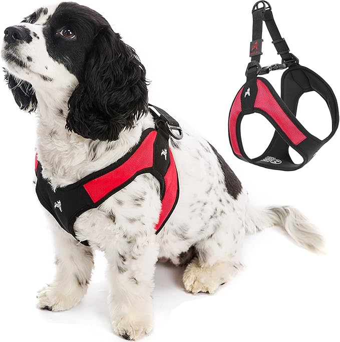 Gooby Escape Free Easy Fit Harness - Red, Small - No Pull Step-in Patented Small chest (16~19.25") Harness with Quick Release Buckle - Perfect On The Go No Pull Harness for Small Dogs or Medium Dog