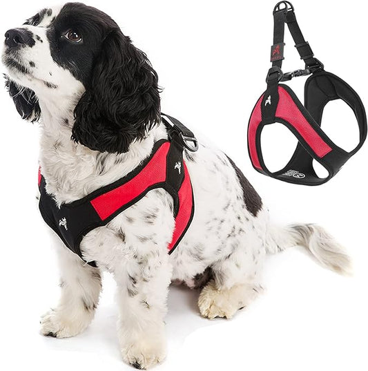 Gooby Escape Free Easy Fit Harness - Red, X-Small - No Pull Step-in Patented Small Dog Harness with Quick Release Buckle - Perfect On The Go No Pull Harness for Small Dogs or Medium Dog Harness