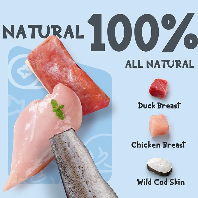 ASMPET Dog Treats, Chicken&Duck Wrapped Cod Skin Rich in Omega 3 Rawhide-Free Grain-Free High Protein Low Fat Healthy Dog Chews for Small Medium Large Breeds 10.6 oz