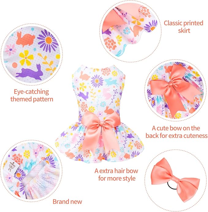 CuteBone Easter Dog Dress Puppy Sundress Pet Outfit Summer Fashion for Small Dogs Girl Cat Clothes BF09M