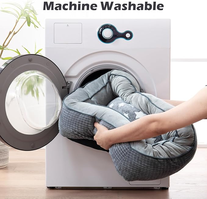 SIWA MARY Dog Beds for Large Dogs, Washable Dog Sofa Bed with Wide Sides, Pentagram Pattern Design, Durable Pet Cuddler Beds, Warming Soft Orthopedic Cat Beds for Pet Sleeping, Non-Slip Bottom