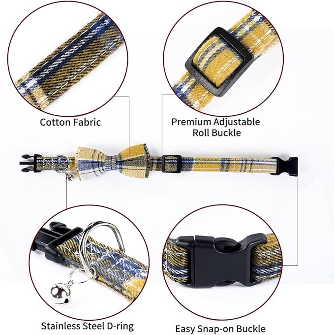 SuperBuddy Dog Collar, Adjustable Dog Collar with Bowtie, Pet Collar for Dog Soft Bowtie Dog Collars for Small Medium Large Pet