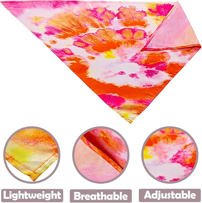 100PCS Dog Bandanas Tie Dye Bulk for Small Medium Breed Dog Big Kerchief Washable Triangle Bibs Head Scarves Scarfs for Boys and Girls Grooming Accessories Costume