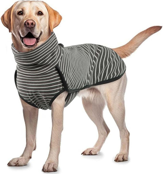 ROZKITCH Dog Winter Coat Soft Pullover Pajamas, Pet Windproof Warm Cold Weather Jacket Vest Cozy Jumpsuit Apparel Outfit Clothes for Small, Medium, Large Dogs Walking Hiking Travel Sleep Stripe 3XL