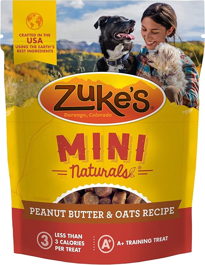 Zuke's Mini Naturals Dog Training Treats, Soft Mini Dog Treats with Vitamins & Minerals, Made for All Breed Peanut Butter, 16 Ounce (Pack of 2)