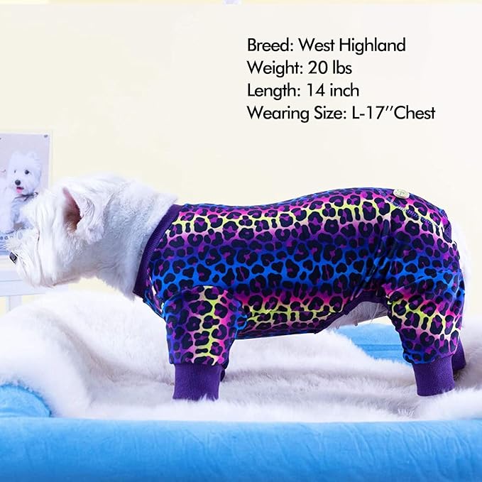 KYEESE Dog Pajamas Soft Dogs Clothes Pet Coat Velvet Dog Pajamas Small Sized Dogs Comfy Doggie Jammies Onesie Stretchy Doggie Pjs Pet Costume with Leopard Pattern, Small