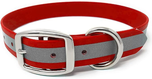 Regal Dog Products Medium Red Heavy Duty Reflective Dog Collar with Durable Metal Buckle and D Ring Adjustable, Chew Proof & Waterproof Strong Small Dog Collar Other Sizes for Medium & Large Dogs