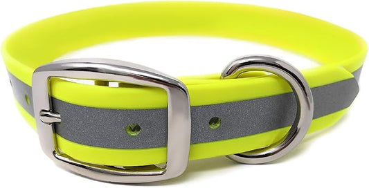Regal Dog Products Small Yellow Heavy Duty Reflective Dog Collar with Durable Metal Buckle and D Ring Adjustable, Chew Proof & Waterproof Strong Small Dog Collar Other Sizes for Medium & Large Dogs