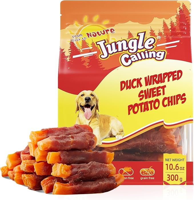 Jungle Calling Sweet Potato & Duck Dog Treats, Vegetarian, Nutritious and Delicious Snacks for Your Furry Friend, 10.6 oz