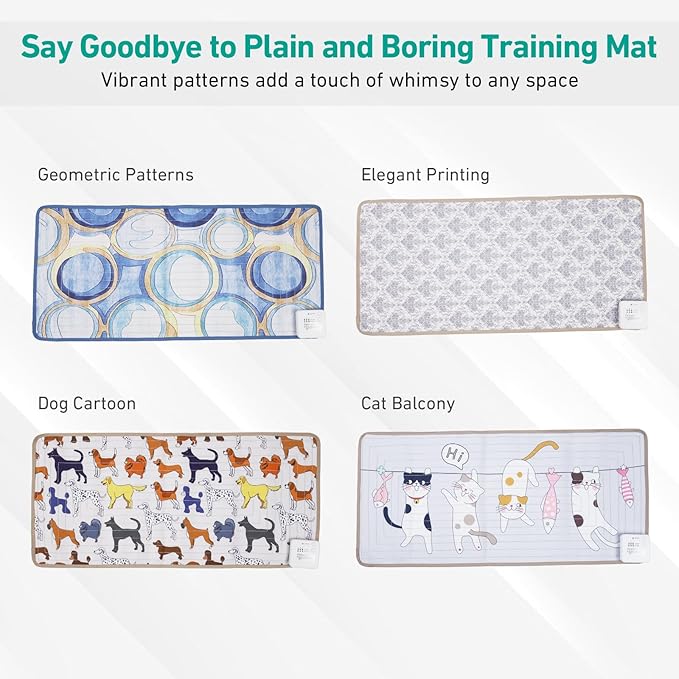 DOGNESS Rechargeable Pet Shock Mat, 31"x15" Safe Cat Repellent Mat Electronic Training Pads Keep Dogs and Cats Off Couch, Bed, Indoor Cat Deterrent Mat (Geometric Patterns)