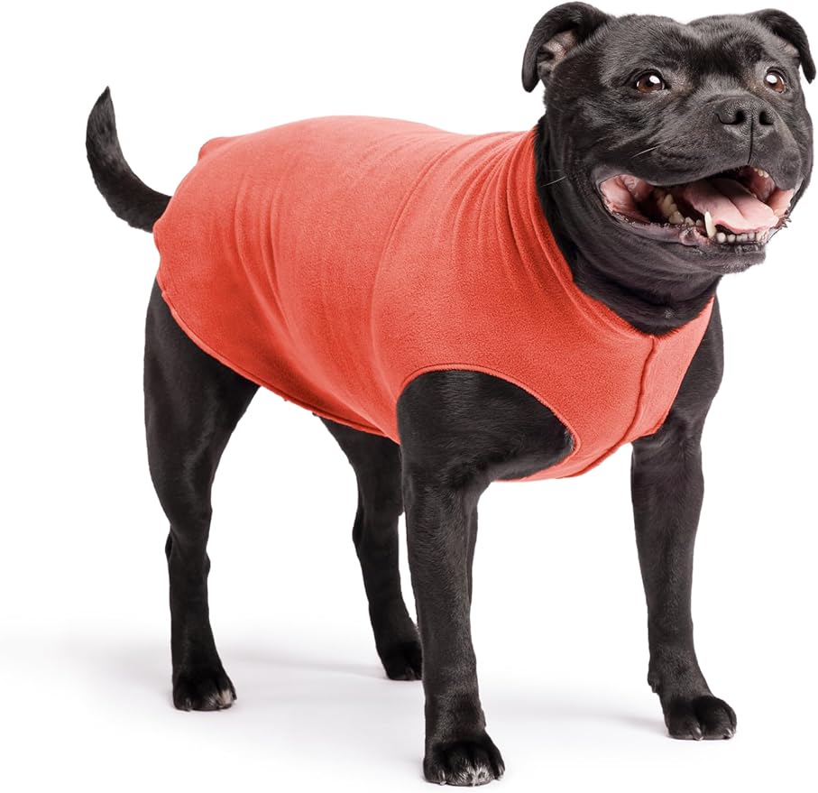 Stretch Fleece Dog Coat, Stretchy Pet Sweater, Machine Washable Pullover for Winter and Fall, Paprika, 16