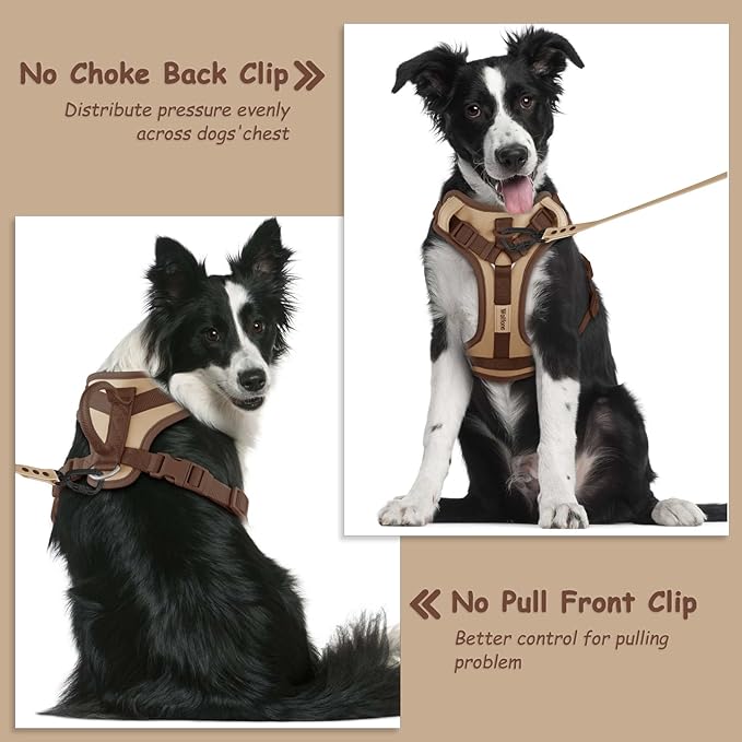 No Pull Dog Harness Adjustable Soft Padded Pet Vest with Control Handle Adorable Daily Harness for Dogs（Cookie Chocolate XL）