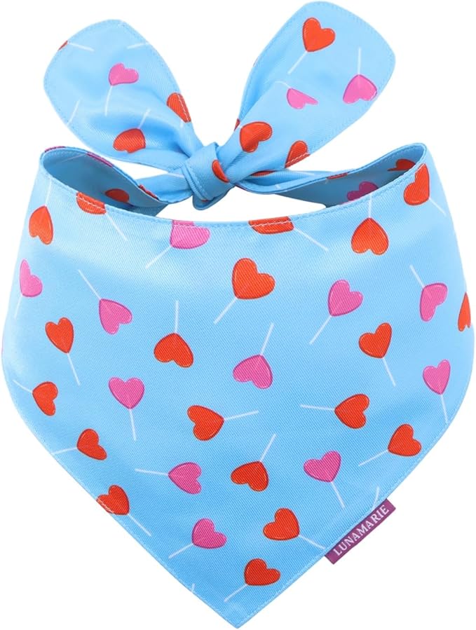 Luxury Pet Birthday Bandanas -Premium & Silky Poly Fabric | 100% Handmade | Custom Shape Dual Layered (LoviePop, Small)