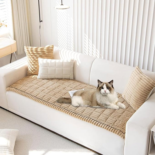 OTOB Couch Cover for Dogs Washable, Non Slip Plush Sofa Covers, Soft Fuzzy Durable Kids Pet Friendly Furniture Protector Covers (Coffee, 27.6" x 70.9")