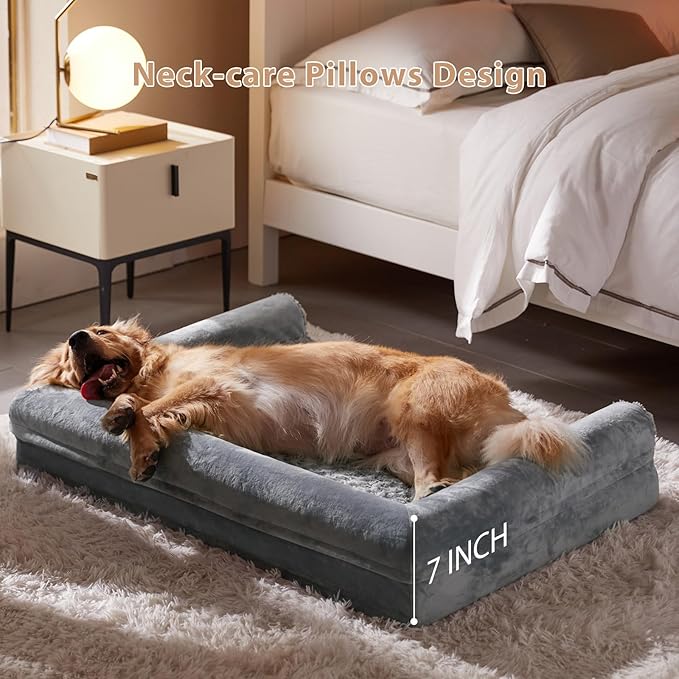 BFPETHOME Dog Beds for Large Dogs, Orthopedic Dog Bed for Medium Large Dogs,Big Waterproof Couch Pet Bed with Removable Washable Cover
