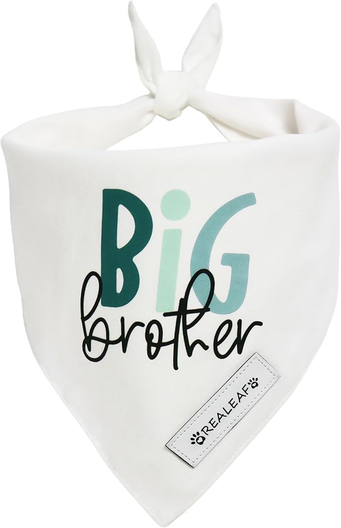 Realeaf Big Brother Dog Bandanas Pet Scarf for Medium and Large Dogs New Baby Announcement Pet Accessories Pregnancy Reveal Ideas (Big Brother, Large)