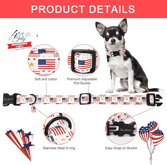 Unique style paws Dog Collar Plastic Buckle with Pendant Colorful Star Flag Puppy Collars for Small Medium Large Boys Girls Dogs