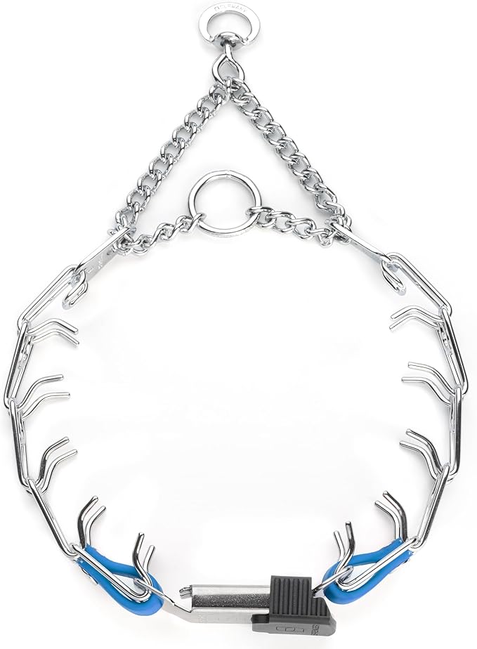 Herm Sprenger Chrome Plated Steel Dog Collar with Quick Release ClicLock Buckle and Biothane Insert Training Collar for Dogs Made in Germany (Cerulean Blue, 16in x 2.25mm(Neck Size up to 13-14in))