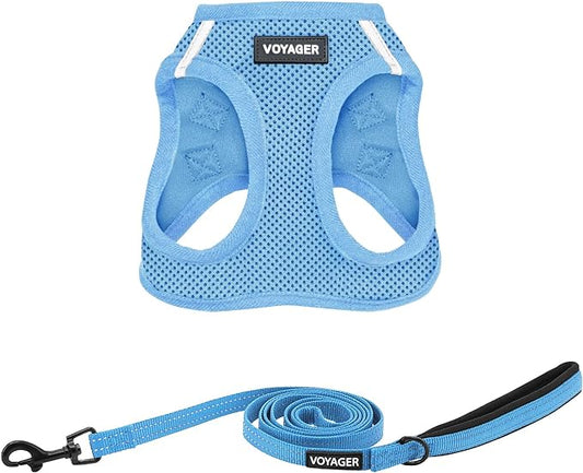 Voyager Step-in Air Cat Harness - All Weather Mesh Step in Vest Harness for Small and Medium Cats by Best Pet Supplies - Set (Baby Blue), XXXS
