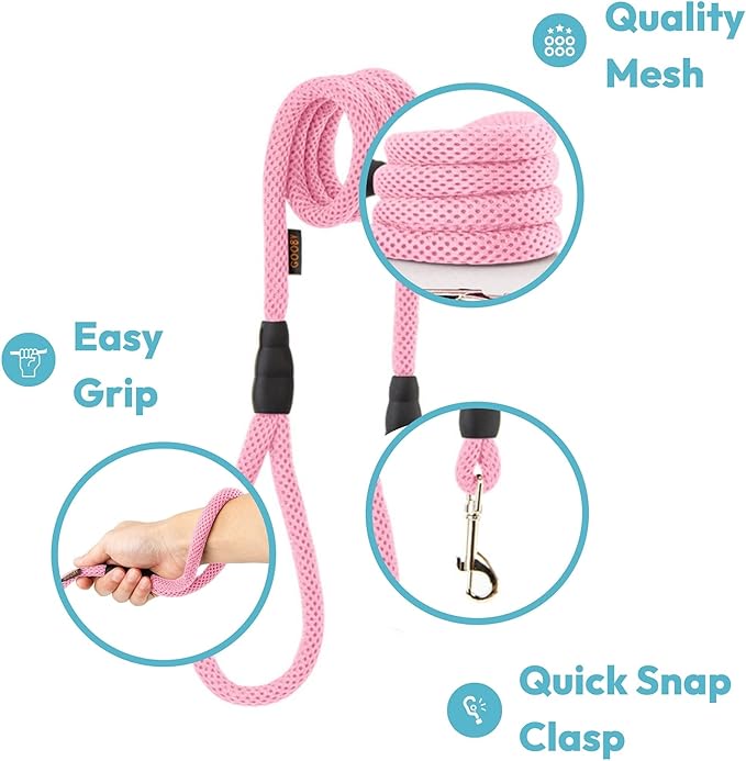 Gooby Mesh Leash - Green, 4 FT - Breathable Mesh 4 Foot Leash for Small Dogs with Bolt Snap Clasp - On The Go Dog Leashes for Small, Medium, and Large Dogs