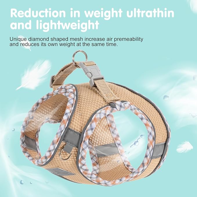 Dog Harness and Leash Set - No Pull Soft Breathable Small Dog Harness, Adjustable Reflective Step in Vest for Puppy, Kitten, Cats