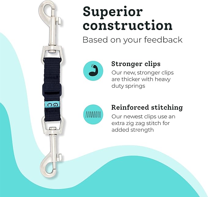 Gentle Creatures Collar Companion - Adjustable Collar Backup Clip for Dog Harness, Prong, Pinch Collar, Gentle Lead - Double Ended Clasp - Safety Clip
