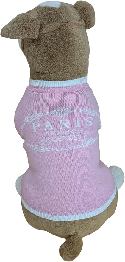 Designer Dog Clothes Sweater Shirt Outfit Small XS Teacup Cute Dogs Puppies French Bulldog Dachshund Chihuahua Cats Maltese Boy Girl (Medium, PinkParis)