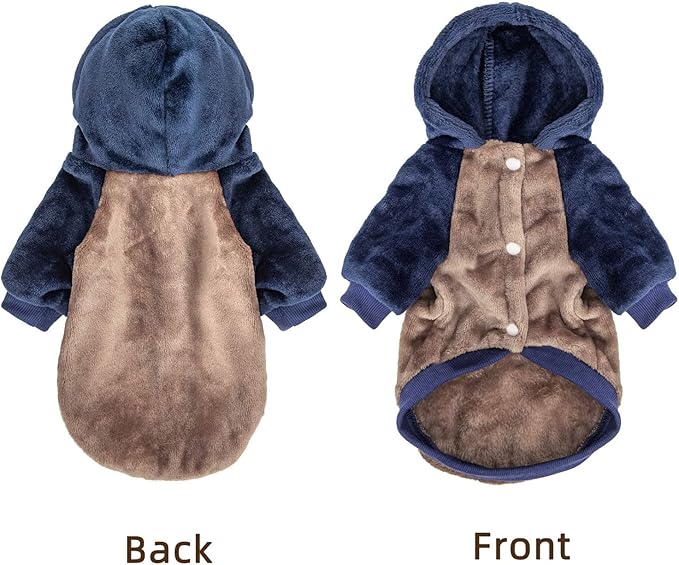 FabriCastle Dog Hoodie Sweater for Small Dogs Boy and Girl, Dog Clothes S XS XXS Puppy Sweatshirt, Pet Outfit, Cat Clothing Super Soft Warm Snap On Closure (Khaki-Navy, Small)