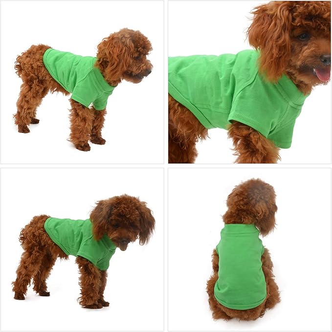 Lovelonglong Pet Clothing Dog Costumes Basic Blank T-Shirt Tee Shirts for Small Dogs Green XS