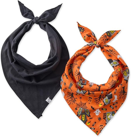 Multipack 100% Organic Cotton Pet Bandanas for Small, Medium and Large Dogs, Spooky, Medium/Large