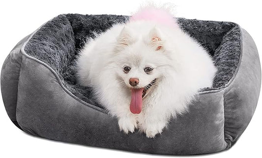 JOEJOY Rectangle Dog Bed for Large Medium Small Dogs Machine Washable Sleeping Dog Sofa Bed Non-Slip Bottom Breathable Soft Puppy Bed Durable Orthopedic Calming Pet Cuddler, Multiple Size, Grey