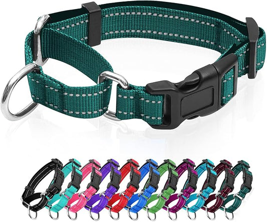 Reflective Martingale Dog Collars. Dog Collar with Quick Release Buckle. Adjustable Soft Padded Breathable Nylon Pet Collar Suitable for Puppies for Small Medium Large Dogs.