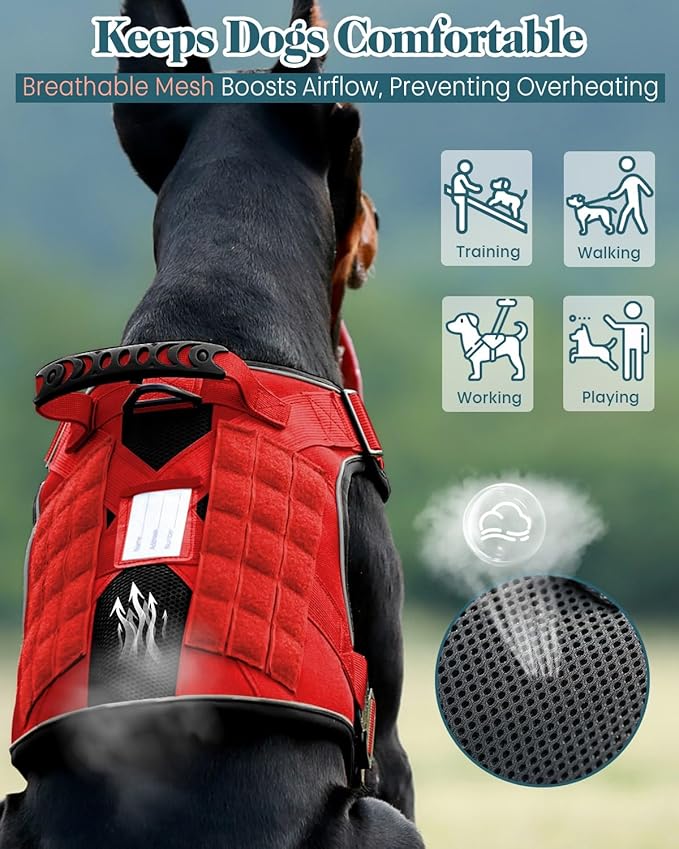 Pink Service Dog in Training Vest Harness for Medium Large Dogs, Reflective Adjustable Heavy Duty Padded Dog Harness, with Front Clip and Metal Buckles Do Not Pet for Training, Hiking