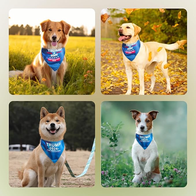 Trump Dog Bandana, Dog Bandanas Breathable Pet Triangle Scarf, Take America Back, American Flag Trump Bandana for Medium Large Dogs
