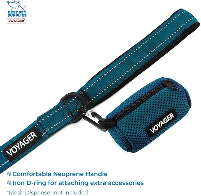 Voyager Step-in Air All Weather Mesh Harness and Reflective Dog 5 ft Leash Combo with Neoprene Handle, for Small, Medium and Large Breed Puppies by Best Pet Supplies - Blue, XX-Small