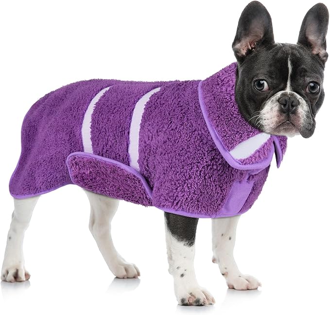 Dog Bathrobe Super Absorbent Dog Towels for Drying Dogs Large Quick Drying Dog Robes for After Bath Soft Dog Drying Towel Adjustable Dog Drying Coat to Keep Dog Warm(S-XXL)