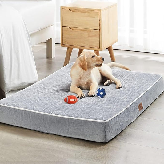 WNPETHOME Orthopedic Dog Beds, Extra Large Waterproof with Removable Washable Cover & Anti-Slip Bottom, Egg Crate Foam Pet Bed Mat, Multi-Needle Quilting XL Dog Crate Bed