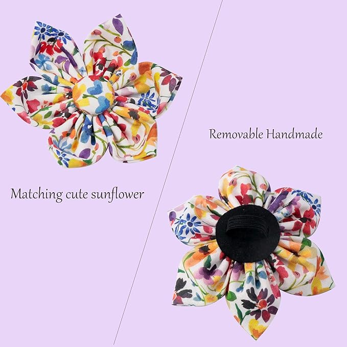 Uniqe Style Paws Flower Dog Collar, Puppy Collar Adjustable Girl Dog Collar with Flower, Durable Floral Pattern Pet Collar for X-Large Female Dogs