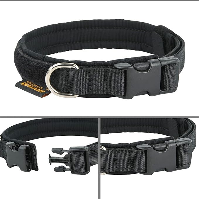 EXCELLENT ELITE SPANKER Nylon Puppy Dog Collar Adjustable Soft Padded Collar Heavy Duty Quick-Release Buckle Lightweight No-Choke for Small Medium Dogs(BLK,S)