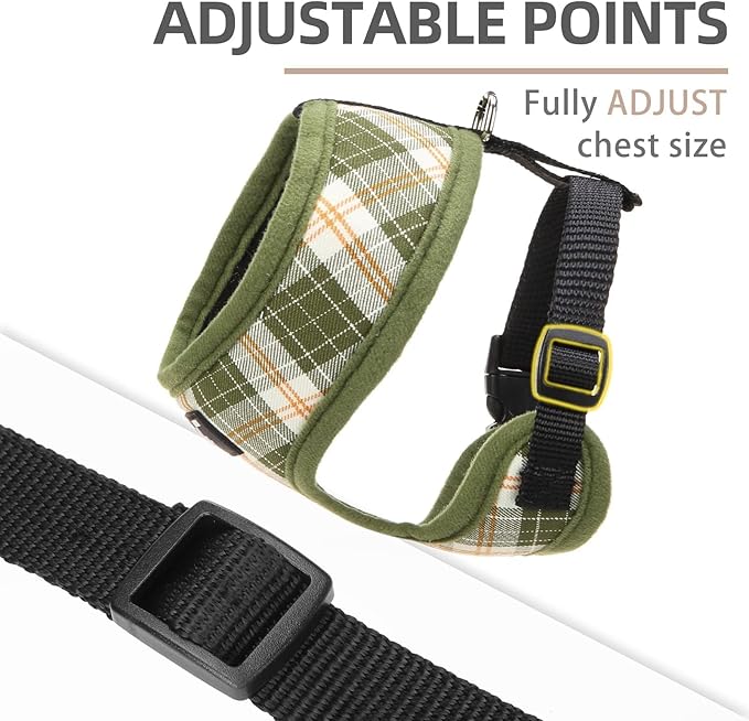 PUPTECK Soft Mesh Dog Harness and Leash Set Pet Puppy Cat Comfort Padded Vest No Pull Harnesses, Olive Green, L