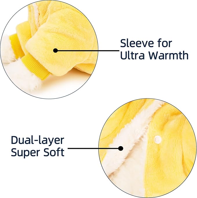 FabriCastle Dog Sweater, Small Dog Clothes for XS to XL Dogs Girl & Boy, Ultra Soft and Warm Cat Coat, Winter Pet Jacket, Doggy Apparel Costumes, Fleece Puppy Outfits Snap On (Yellow, Large)