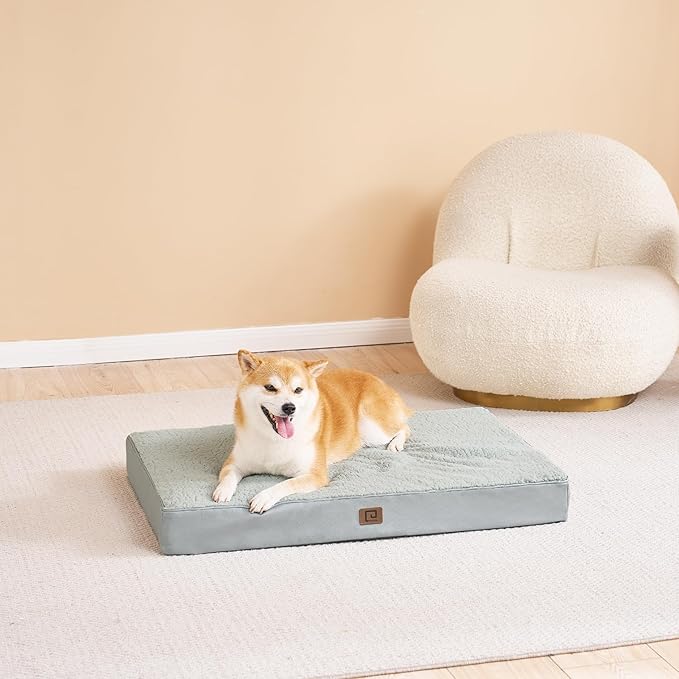 EHEYCIGA Orthopedic Medium Dog Beds for Small Dogs with Removable Washable Cover for Crate, Greyish Green, 30x20
