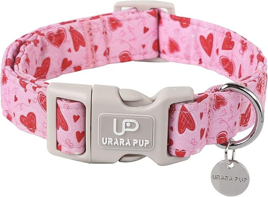 Valentine's Day Collar - Pink Heart Quick Release for Puppy Dogs