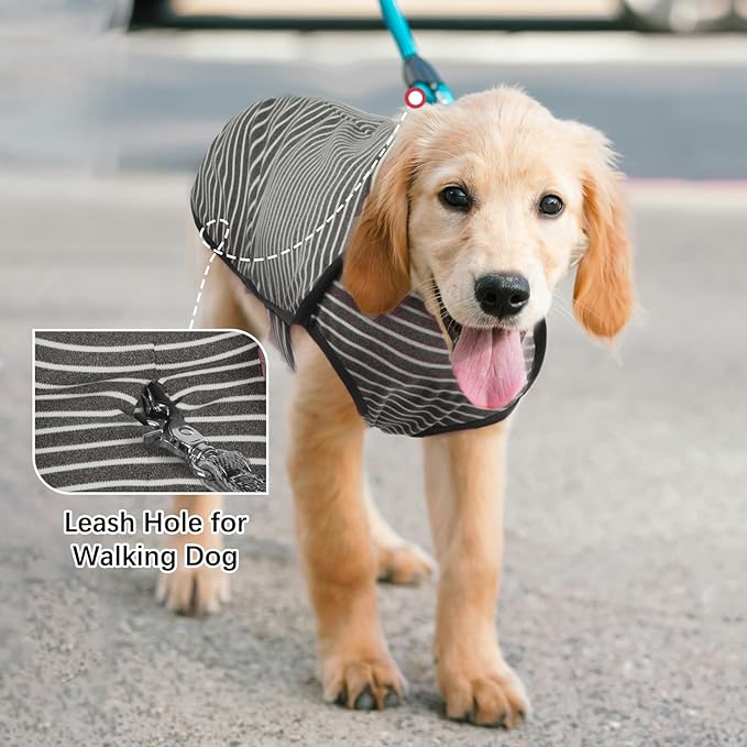 ROZKITCH Dog Winter Coat Soft Pullover Pajamas, Pet Windproof Warm Cold Weather Jacket Vest Cozy Jumpsuit Apparel Outfit Clothes for Small, Medium, Large Dogs Walking Hiking Travel Sleep Stripe XS