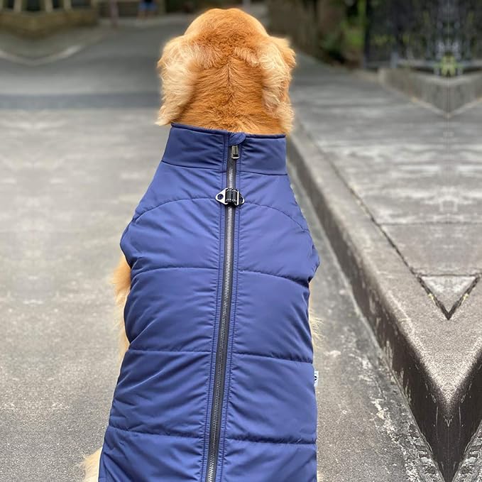 Navyblue XXL Dog Winter Vest with Cotton Lining, Waterproof Ultra Warm Coat, Windproof Zippered Jacket, Breathable Soft Coat for Small to Large Dogs